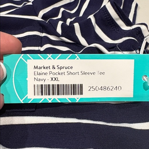 Market & Spruce- Elaine Pocket Short Sleeve Tee. Size XXL. Navy. Stripes. NWT - Picture 12 of 15